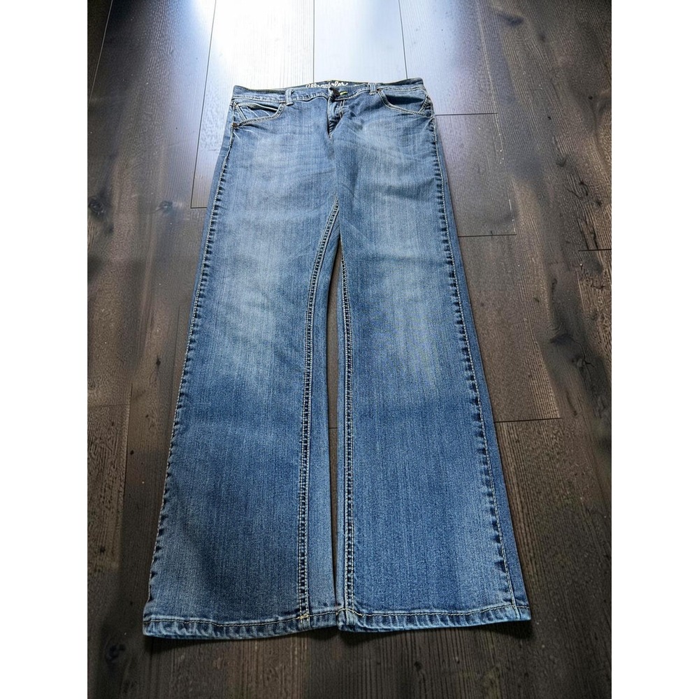 Wrangler Retro Slim Straight Jeans Men 32x32 Blue Denim WLT88CH Western Cowboy